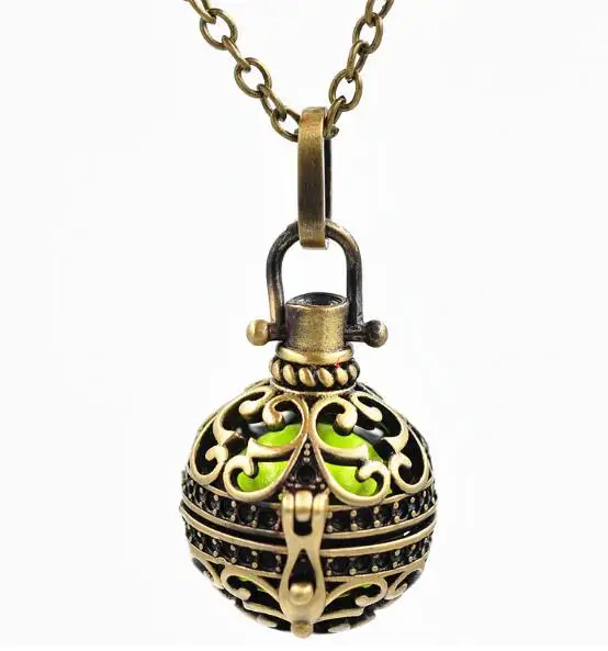 Vintage brass ox mexican de bingo antenatal trainning belly ball pendant necklace