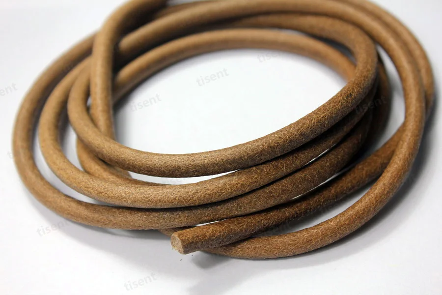 Aaazee 6mm Round Genuine Cow Hide Leather Cord for Bangle Bracelet Making Real Strap 1 Yard Black Brown Natural