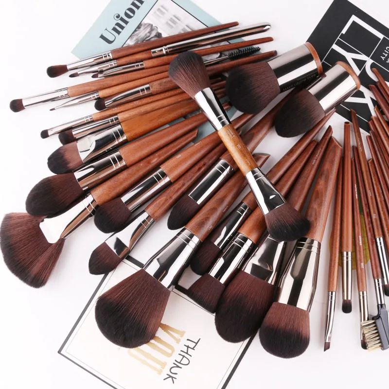 MUFE-SERIES 38-Brushes Complete Brush Set - Wooden Handle Soft Synthetic Hair Professional Beauty Makeup Brushes Kit Tools