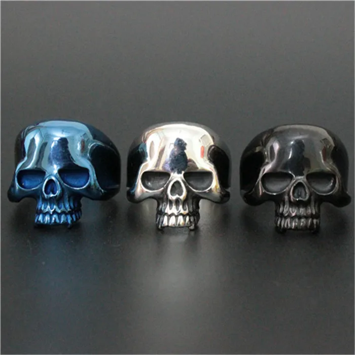 1pc New Arrival Black Blue Silver Color Cool Skull Ring 316L Stainless Steel Top Quality Lastest Skull Ring