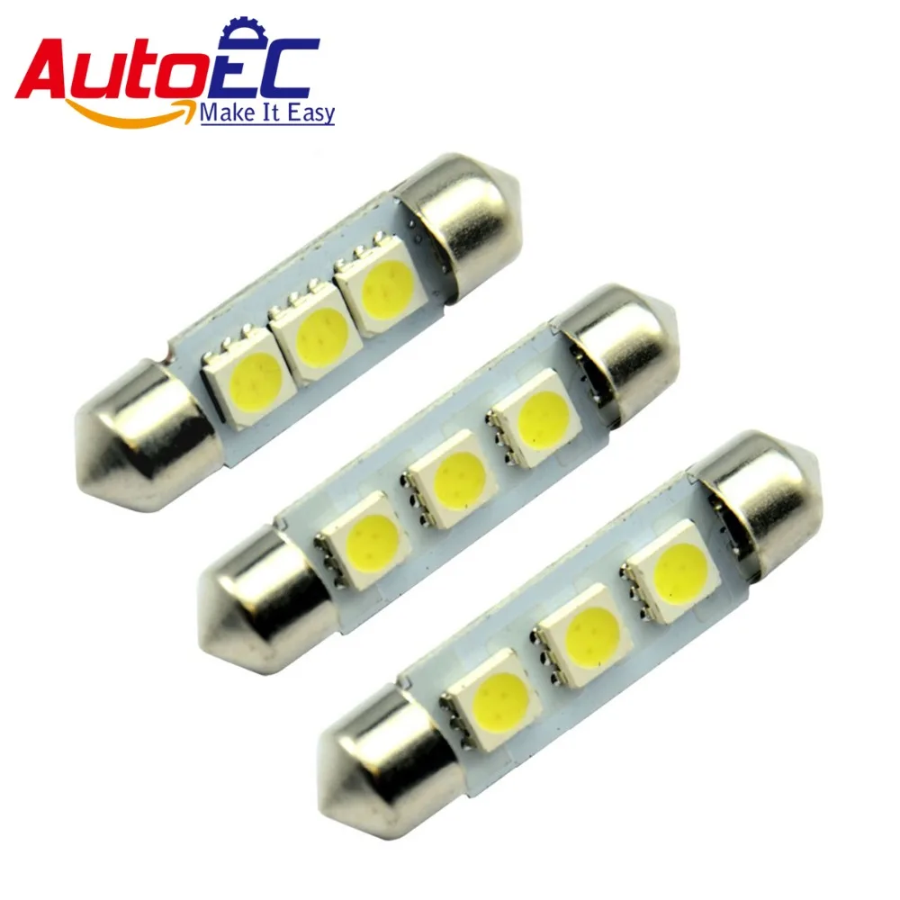 AutoEC 500 X Festoon 36mm 39mm 41mm 3 SMD 5050 led Car Reading Light lamp White blue 12V #LK05