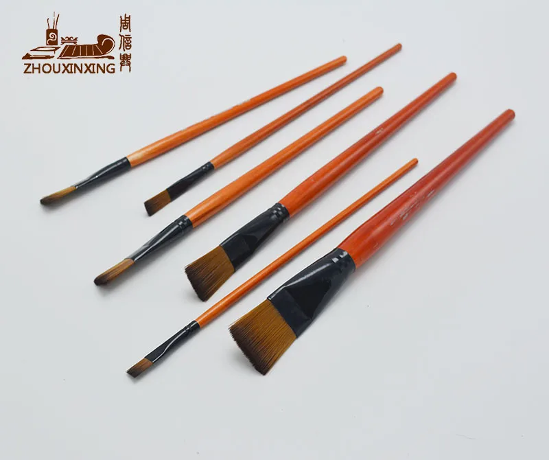 6pcs/Set Watercolor Gouache Painting Pen Nylon Hair Orange short Wooden Handle paintbrush Set Drawing Materials Art Supplies