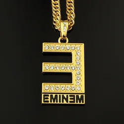 Hip Hop Letter Eminem Necklace Mens Bling Long Chains Alloy Charms Rock Chunky Pendant