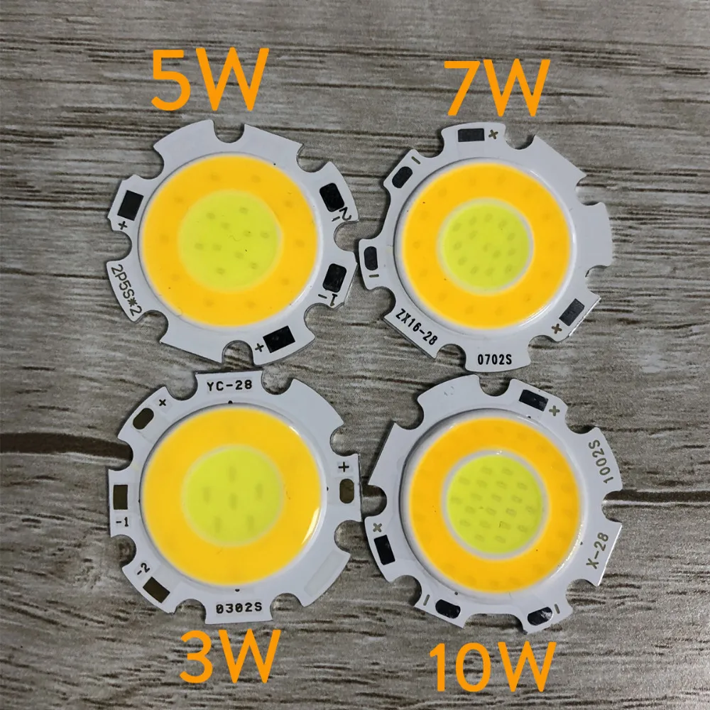 1ชิ้นไฟ LED สีขาวโทนอุ่น + สีขาวเย็นชิปกลมชิป3W 5W 7W 10W 280mA - 300mA