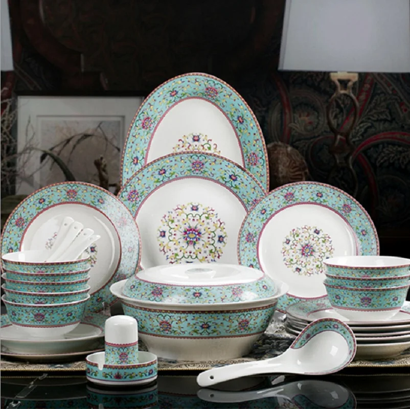 Jingdezhen GUCI ceramic tableware suit 56  enamel color bowls with high grade business conference gift real estate gift