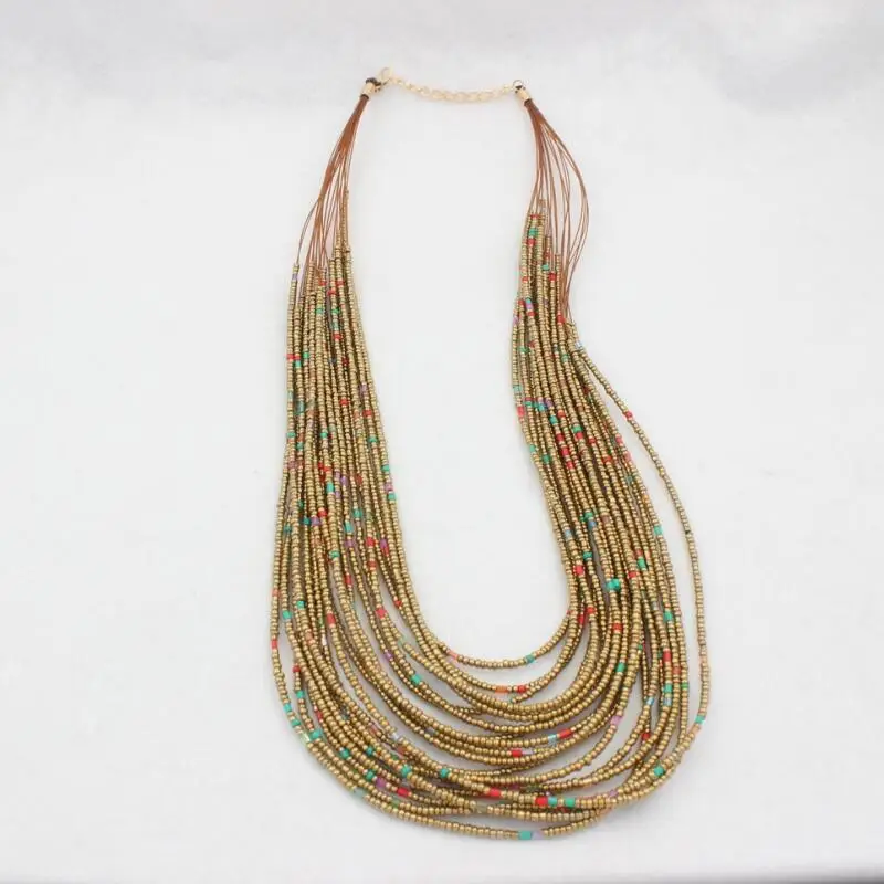 boho Bohemia beads layered necklaces women party club wear acrylic alloy nickel free fj758