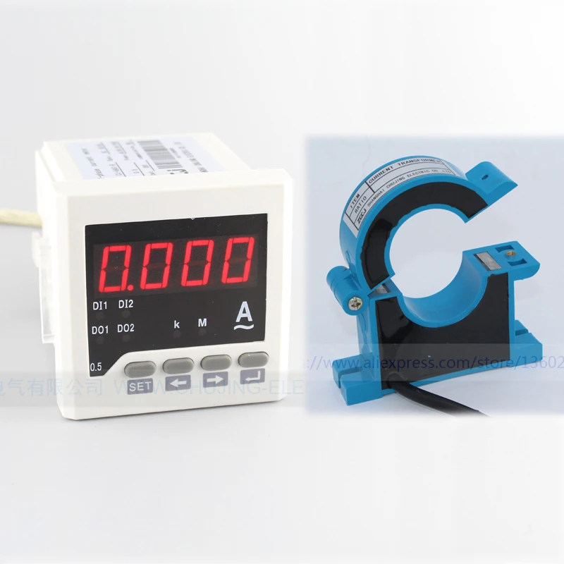 AC 0-300A digital AC ampere panel meter with current transformer