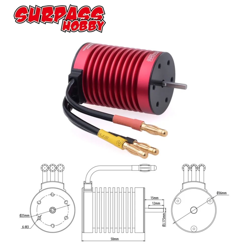 F540 3.175mm Brushless Motor 3000KV 3300KV 3930KV 4370KV for 1/10 RC Tamiya Axial Redcat HSP Drift Racing Off-road Car