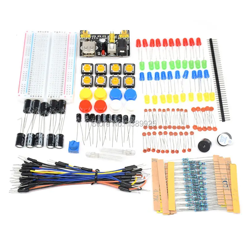 Starter Kit For Ar-du-ino Resistor Electronic Fans Kits Breadboard Cable Resistor Capacitor LED Potentiometer