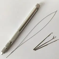 1 set hair extension metal pipe with 3 pieces needle pin 1pc hair extension loop