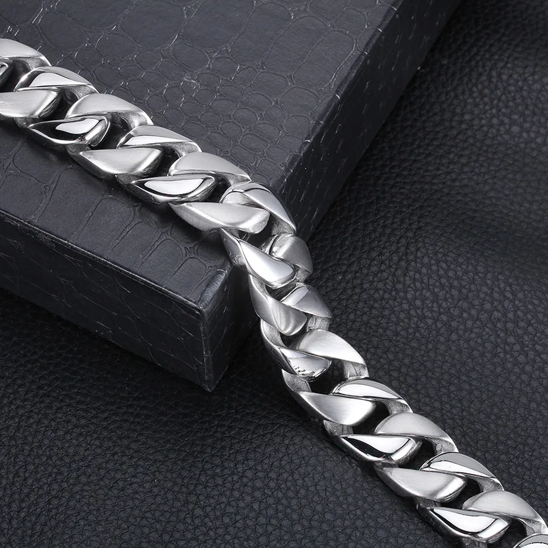 Men's silver color necklace sides grinding stainless steel male necklace 316L big-name fashion titanium steel necklaces