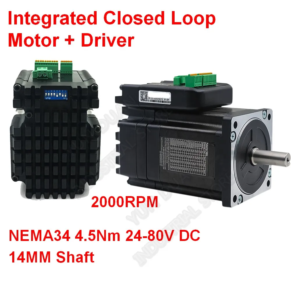 JMC Integrated NEMA34 4.5Nm 86MM 2000rpm 60V DC DSP Hybrid Closed Loop Motor Driver Drive Encoder Integration Easy Servo Kits