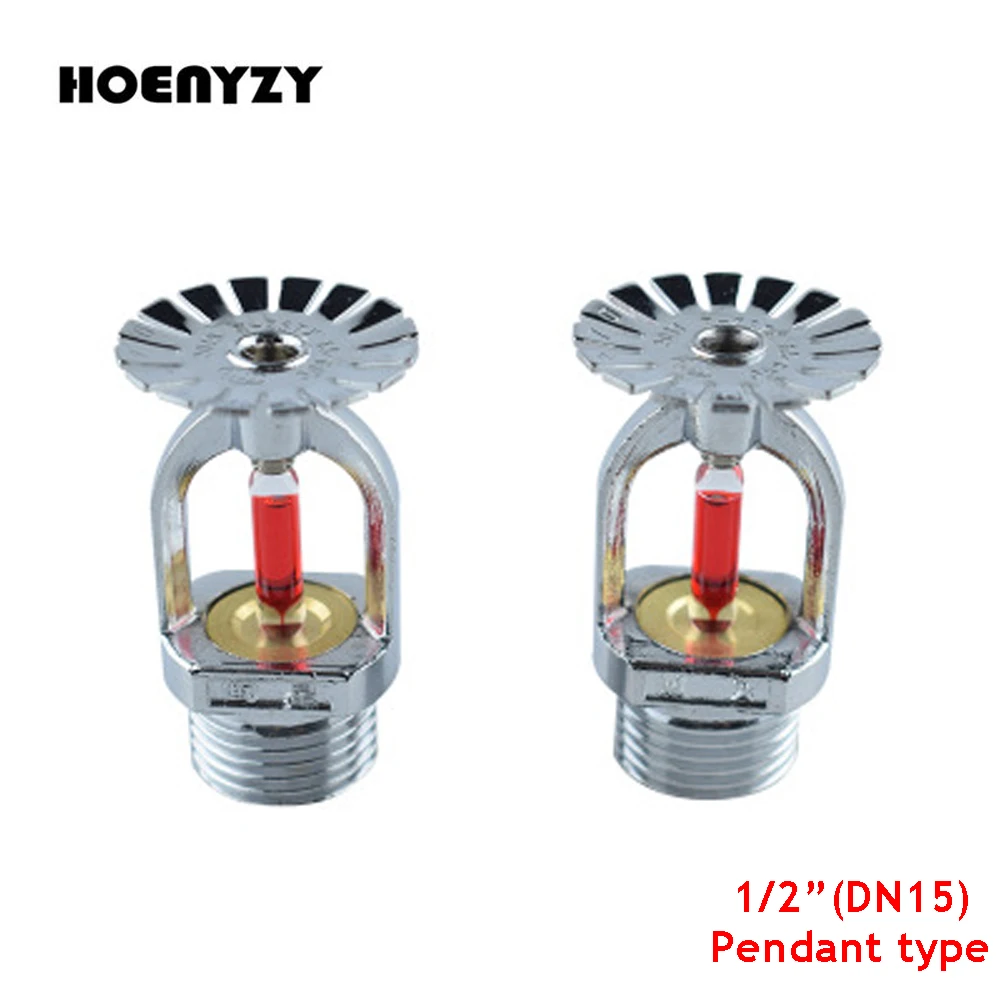 High Quality 5Pcs 1/2 Inch DN15 Brass Pendent Type Fire Sprinkler Head Fire Extinguishing System Protection 68 Degrees