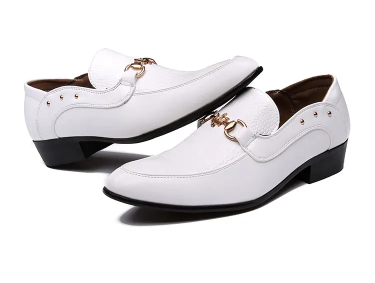 pointed toe white wedding casual men dress shoes slip-on leather business Derby Shoes flat spring shoes x1124 35