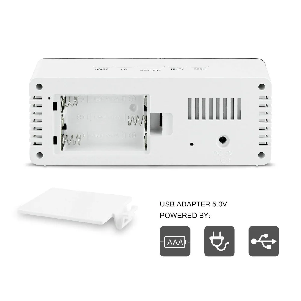 Digital Mirror Alarm Clock LED Electronic Table Desktop Clock Snooze Alarm Clock Temperature Time Display For Home Decoration