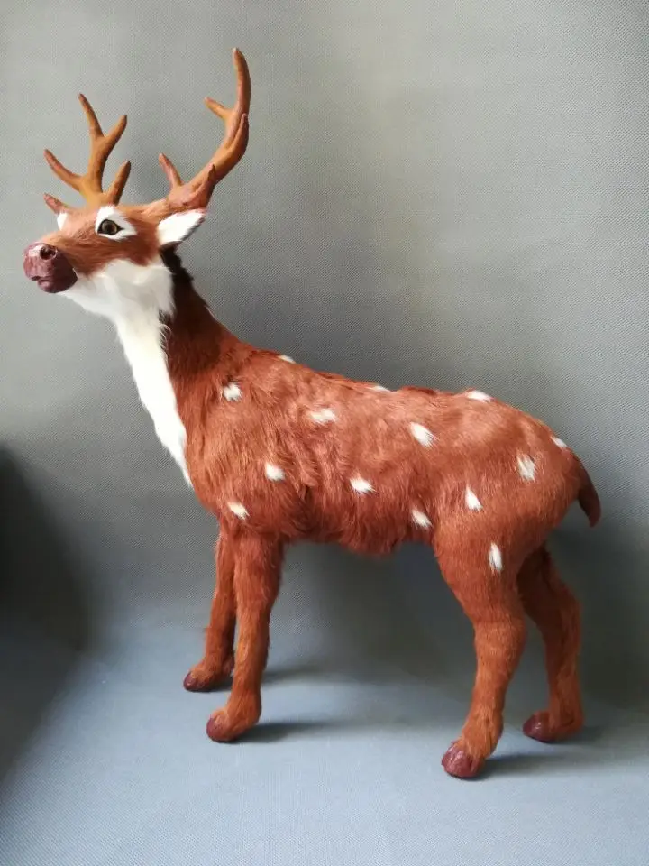 real life toy large 40x48cm sika deer model polyethylene&furs deer model home decoration props ,model gift d0119