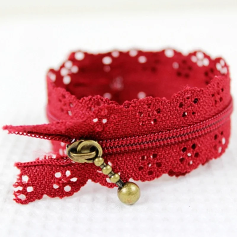 6pcs/lot  random color 25cm zippers lace nylon finish zipper for sewing wedding dress AA7452