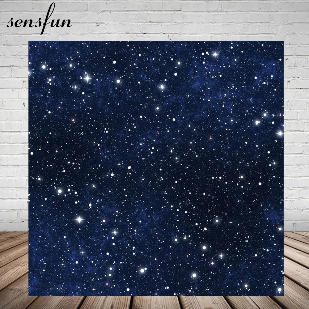 Sensfun Glitter Little Stars Night Backdrop For Photo Studio Dark Blue Custom Backgrounds 150cmx220cm Vinyl