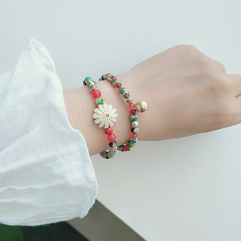 Handmade Ancient Wind Jewelry Hanfu Xiaoqingxin Burned Blue Cloisonne Craft Girls Performing Photo Bracelet String