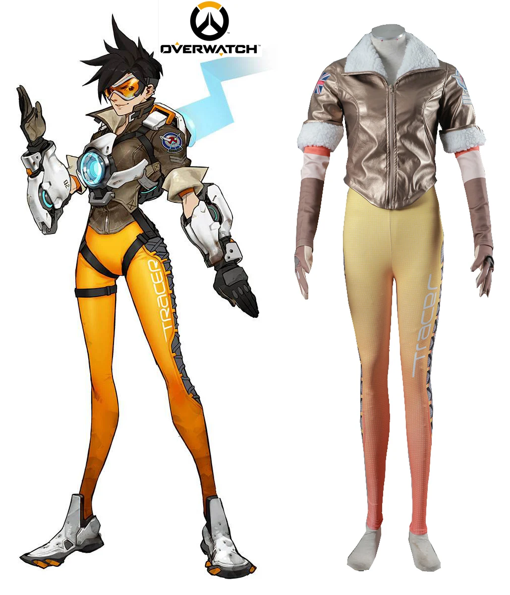 Lena Oxton Cosplay Game OW Tracer Lena Oxton Uniform Cosplay Costume Custom Made