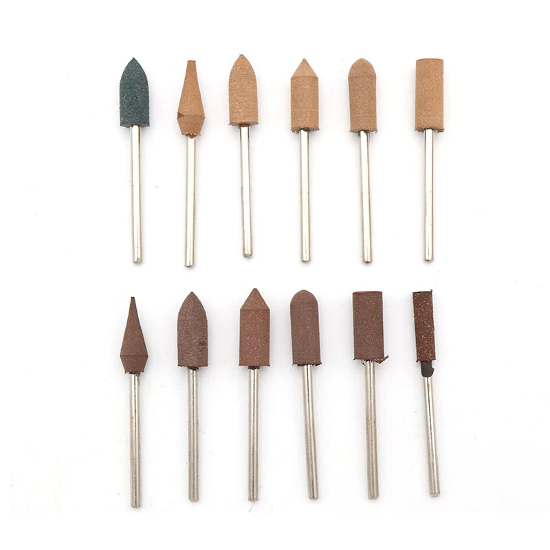 10pcs Sesame/Rubber/Cowhide Abrasive Grinding Head 2.35mm Shank for Metal Rust Removal Jade Mold Fine polishing Rotary Tools