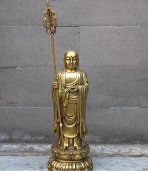 Copper Brass CHINESE crafts Asian Budismo bronze arhat kshitigarbha Jizo rei Bodhisattva de buda