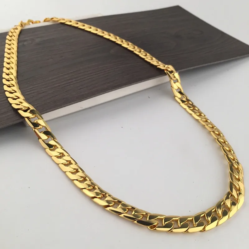 12mm Thick Boys Mens Chain Cut Curb Chain Yellow Gold Filled Bling bling Necklace GF Wholesale Jewelry Hip Hop Gift