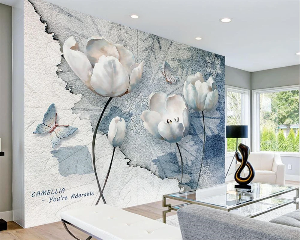 Beibehang Custom wallpaper home decor mural fresh Nordic wind snow bouquet TV background walls living room bedroom 3d wallpaper