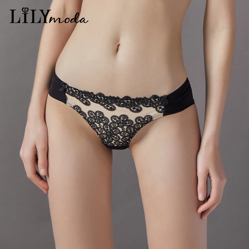 Summer New Women Briefs Luxury Flowers Embroidery Mid Waist Sexy Lingerie Panties Seamless Comfortable Underwear High Quality