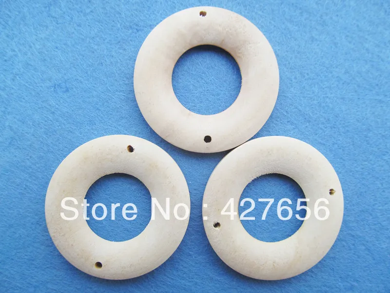 15pcs 39.80mm unfinished  big hole  natural wood circle ring pendant charm W0006