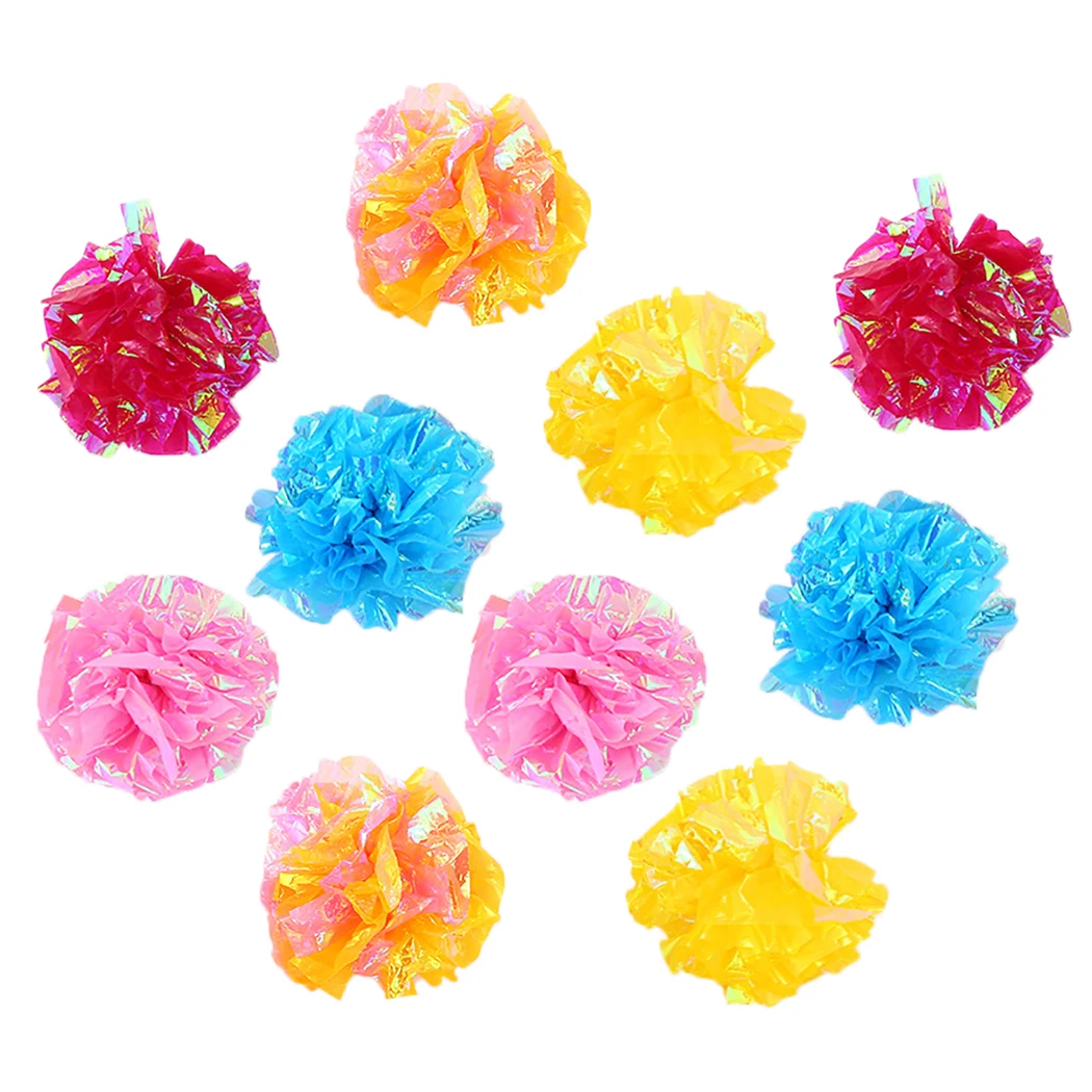 10PCS Cat Toy Crinkle Ball Interactive Cat Mylar Crinkle Ball Ring Paper Sound Toy for Kitten Playing Pet Cat Products Supplies