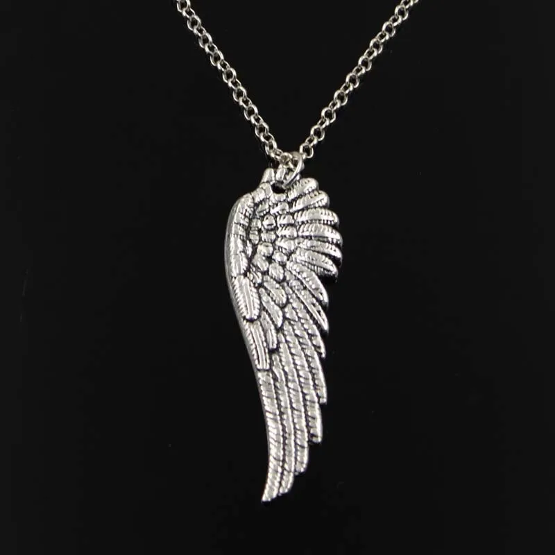 Simple Classic Fashion Angel Wings Antique Silver Color Pendant Girl Short Long Chain Necklaces Jewelry For Women