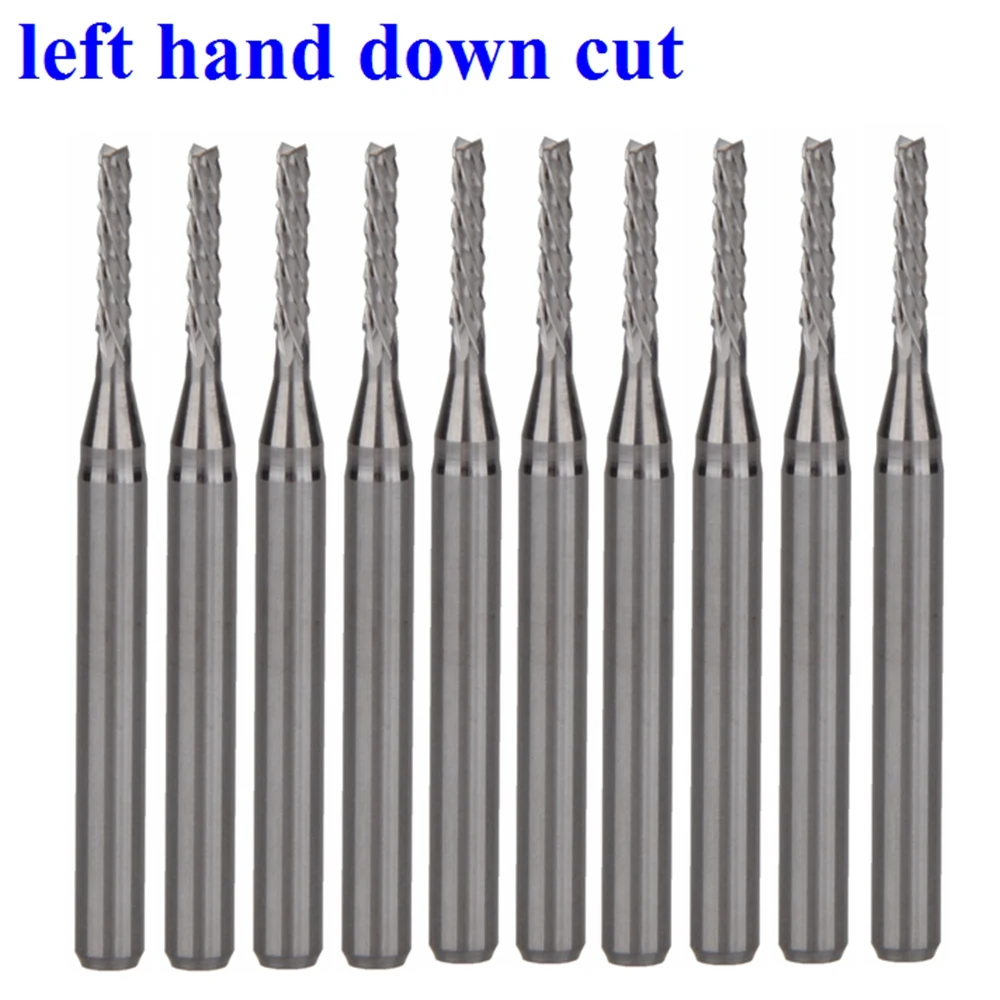 10pcs Left Spiral PCB milling cutter down cut Corn end mill Engraving Bit CNC PCB drill bit Set pcb router bits