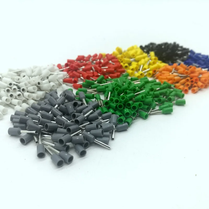1000PCS E1006 E1008 E1010 E1012 E1018 Tube insulating Insulated Terminals 1.0² Cable Wire Insulating Crimp Terminal Connector