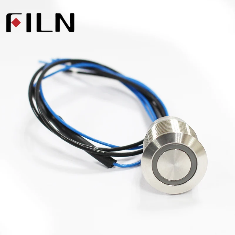 Przycisk LED 12V, wodoszczelny IP68, najkrótszy, z blokadą, ON/OFF, 20A 250V, 19mm