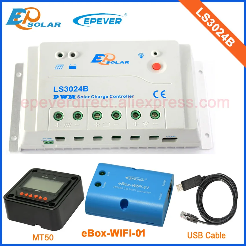 

30A 30amp LS3024B Wifi Box PWM controller with USB cable for connect black MT50 remote meter