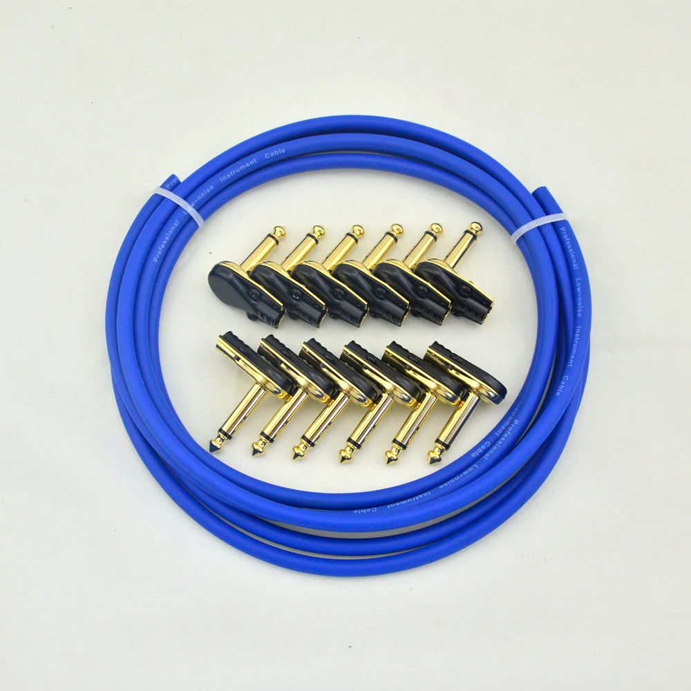 

LANDTONE DIY Guitar Pedalboard Effects Bulk Patch Cable kit 10ft 12 Mono Plugs For Effect Pedal in Blue