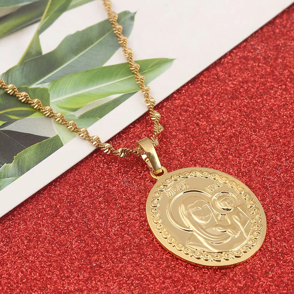 Russian Virgin Mary Son Necklace Orthodox Church Pendant Jewelry Russia Greece Ukraine Jewelry
