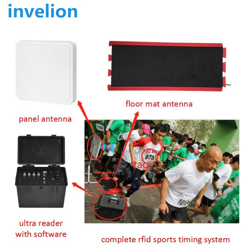 

rfid running race timing system Complete UHF RFID Reader,Antenna mat, tag chips for running triathlon and free software