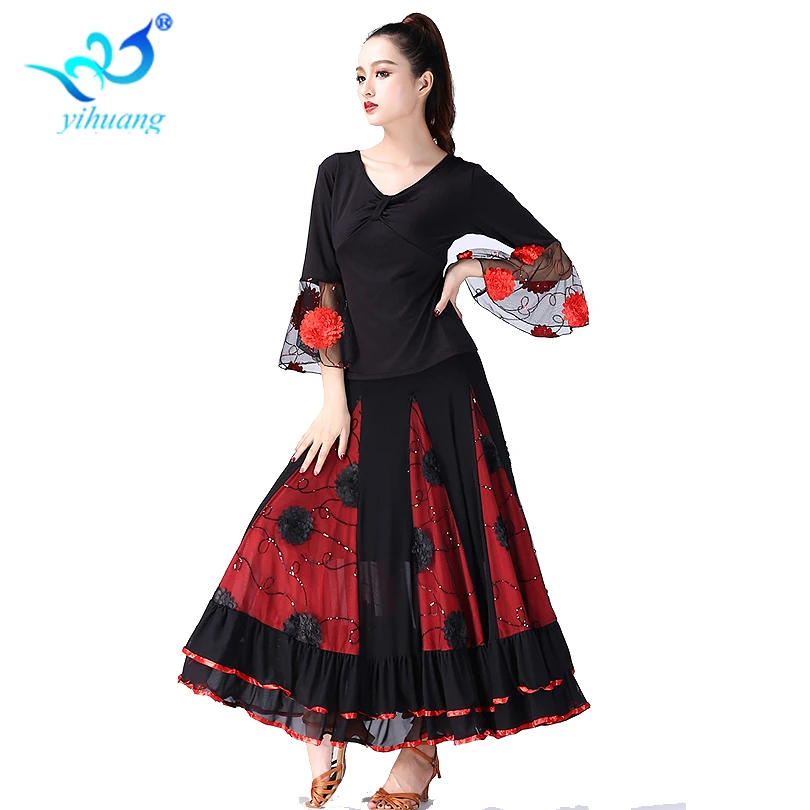 Phòng khiêu vũ Vũ Trang Phục Phù Hợp Với Tiêu Chuẩn Hiện Đại Dancewear Bộ Waltz Trình Diễn Trang Phục Flamenco Vũ Trang Phục Áo Dài Tay Tango số 1