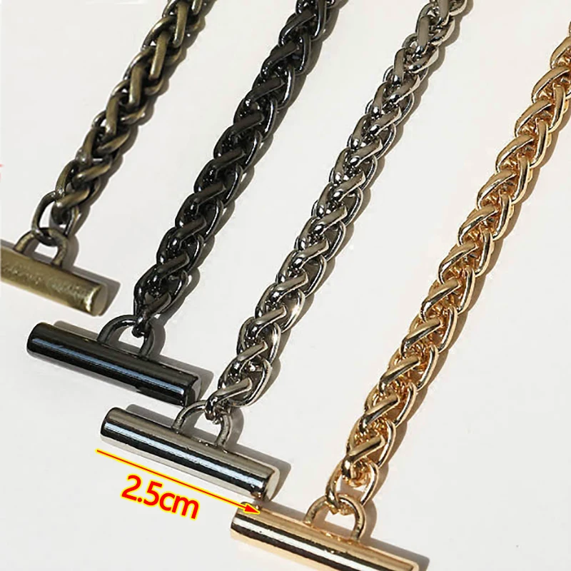 DIY 6mm Gold, Silver, Gun Black, Plating Bronze Metal Replacement Chains Shoulder Straps for Small Bag Handles with Clasps