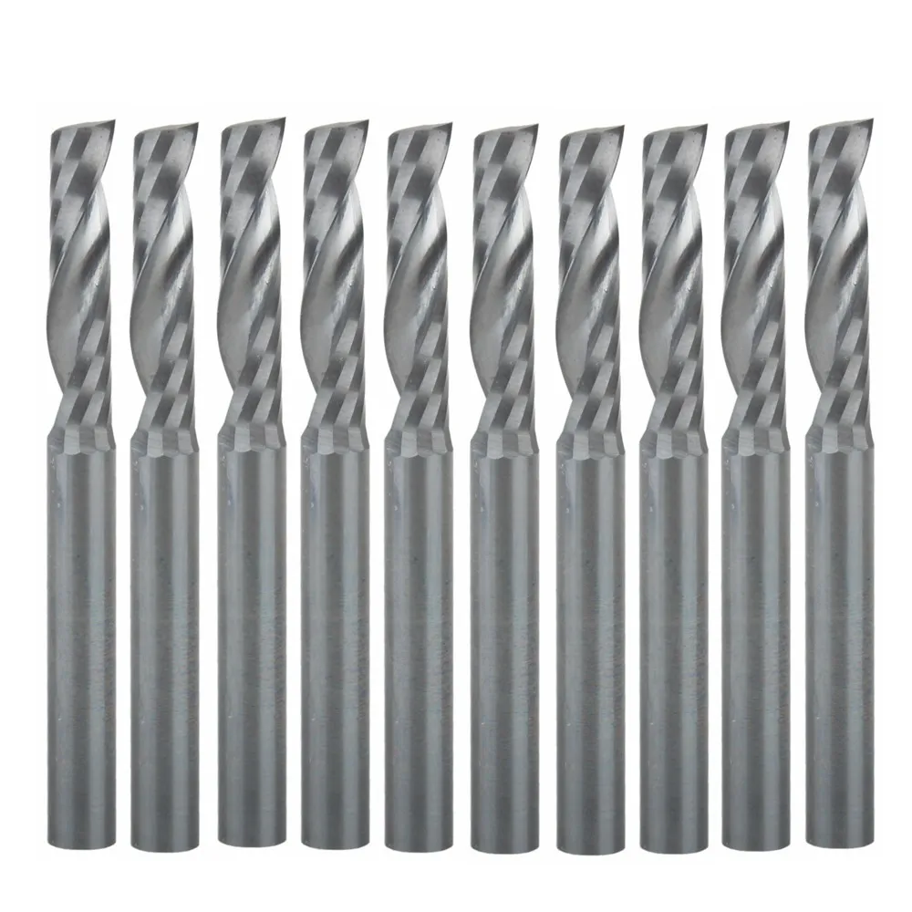 10Pcs 4x17mm Single Flute Bit Carbide End Mill, CNC Router End Mills for Wood Cutter Milling