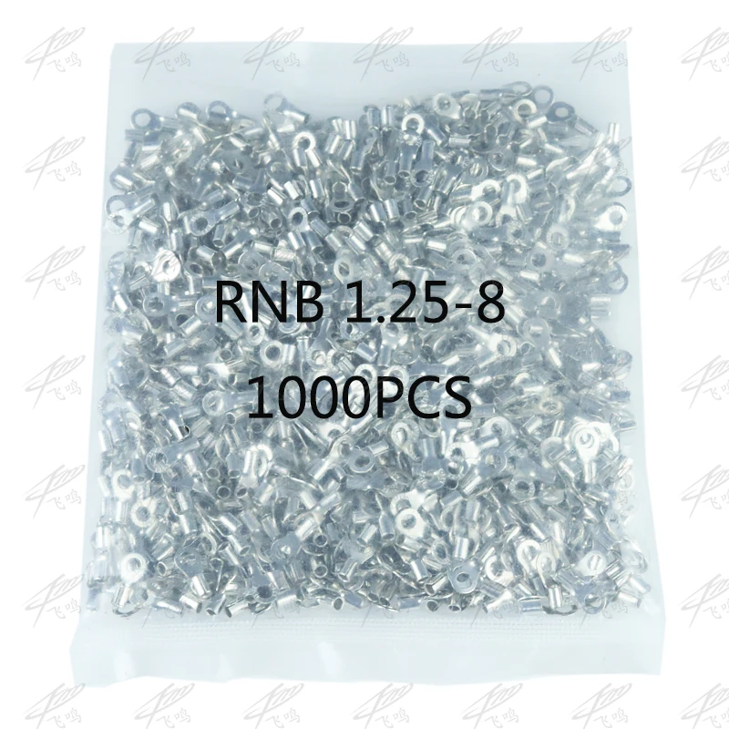 

1000PCS RNB1.25-8 Non-insulated ring terminal electrical wire crimp naked connector AWG 22-16