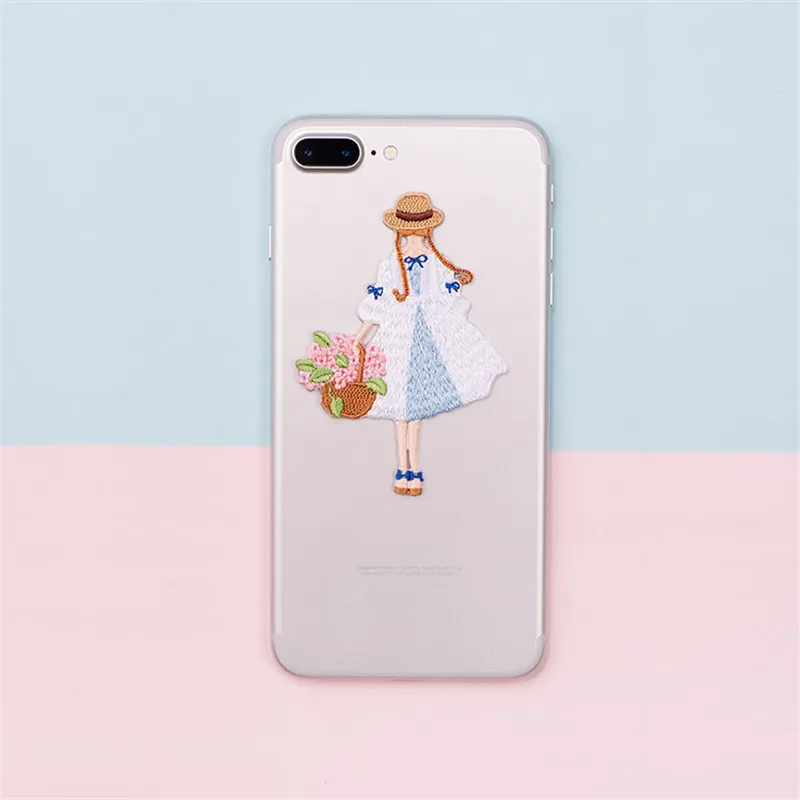 1PCS Special Flower Girl Embroidery Patch Iron On Patches For New Year Clothes With Glue Bag Phone Hat Dress Book DIY Sticker
