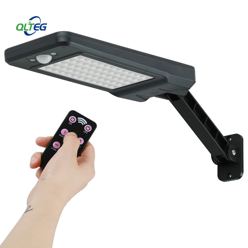 Lámpara Solar con Sensor de movimiento PIR de 900LM, luz LED de pared con Control remoto, luz alimentada por energía Solar impermeable para patio de