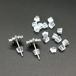 100pcs Plum Shape Clear Soft Silicone Rubber Earring Backs Plug Cap Hooks Stoppers Ear Post Nuts DIY Jewelry Earring Accessories
