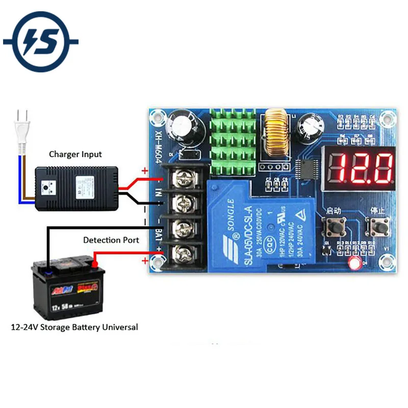 Battery Charger Control Module DC 6-60V Storage Lithium Battery Charging Control XH-M604 IC Switch Protection Board LED Display