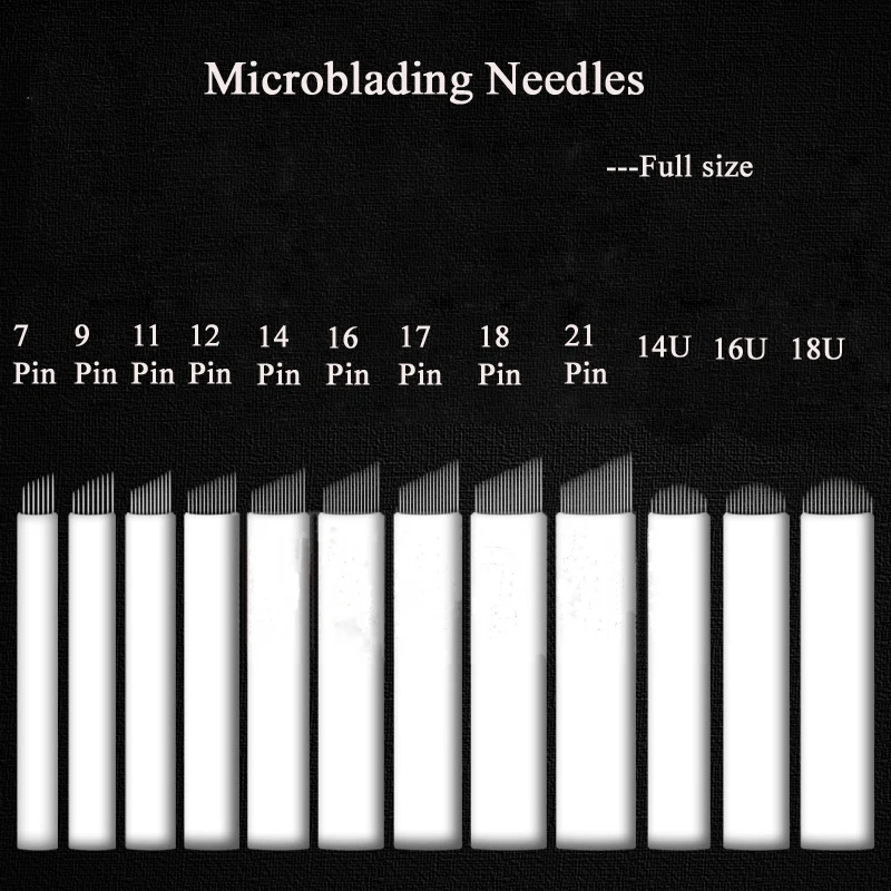 

Full size 10 pcs microblading needles flex 7 pin 12 pin needle U balde for Laminas tebori microblading pen Manual Eyebrow Tattoo