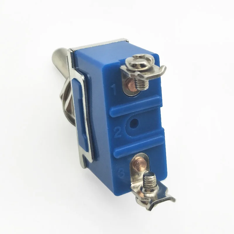 Ac250v 10a liga/desliga 2 posições interruptor de parafuso terminal pés spst 12mm furo aberto interruptores de controle de energia azul embutido