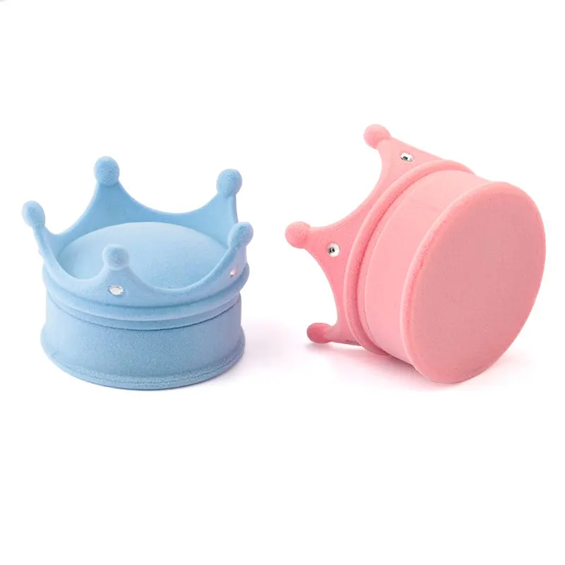 1 Piece Lovely Velvet Jewelry Box Wedding Ring Box Crown Shape Gift Box Necklace Ring Case Earrings Holder For Jewelry Display